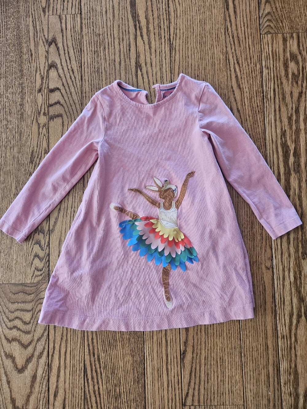 Mini Boden Pink Rabbit Ballerina Dress 4Y 5Y Girl Toddler Embroidered Fall